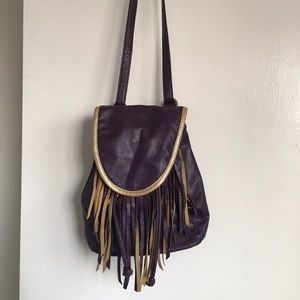 Leather backpack with fringe
